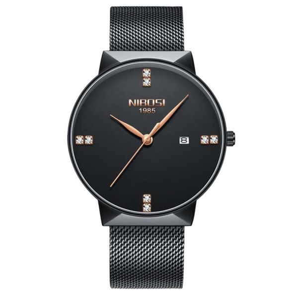 

casual fashion ultra-thin mesh with men's watch waterproof luminous alloy quartz calendar clasp watch, Slivery;brown