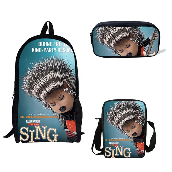 

3 ps set cartoon sing backpack animals girls children school bags for teenager boys&girls school backpack women book bag