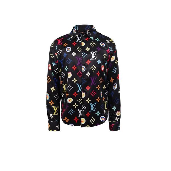 

2019ss spring and autumn cotton shirt men medusa flower retro color printing casual harajuku luxury men's dress shirt, White;black