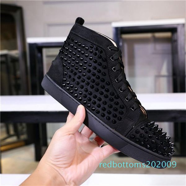 

designer red bottoms sneakers studded spikes flats shoes designer luxury red bottoms for men women r09, Black
