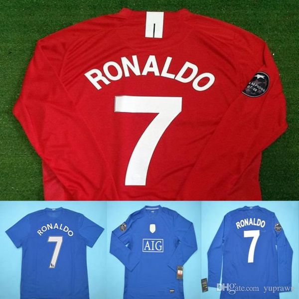 

soccer jersey 08 09 ronaldo man berbatov rooney giggs 2008 2009 long sleeve maillot j.s.park nani scholes football united utd kits set, Black