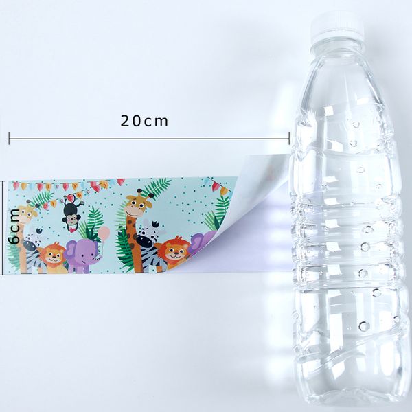 

6pcs/lot jungle animal theme water bottle labels stickers wedding gifts for guests baby shower favors party decoration supplies