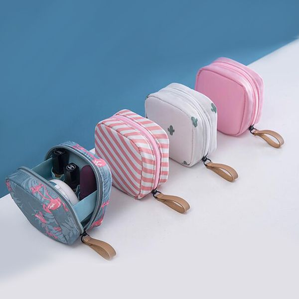 

portable flamingo cactus striped cosmetic bags travel toiletry storage makeup bag organizer box zipper beauty case neceser mujer