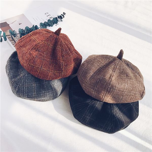 

ladies winter hats plaid beret women elegant berets travel hats boina feminina women 2020 spring winter ladies beret flat cap, Blue;gray