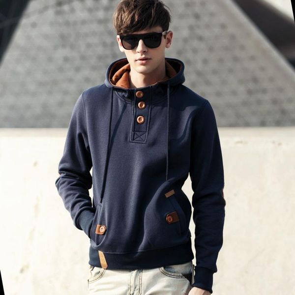 

mens designer hoodies men's casual sweater hooded pullover sweater coat fashion trend hoodie mens jacket simple solid color coat, Black