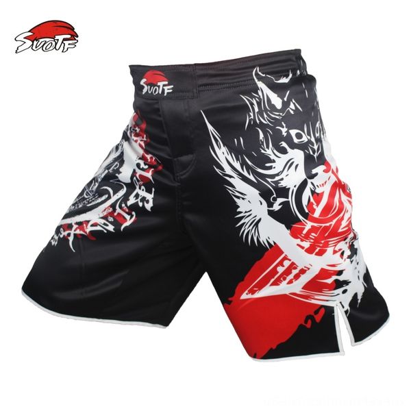 

suotf wear athletic & outdoor apparel boxing knife wolf movement cotton loose size training kickboxing mma fight shorts muay thai boxing mm, Blue