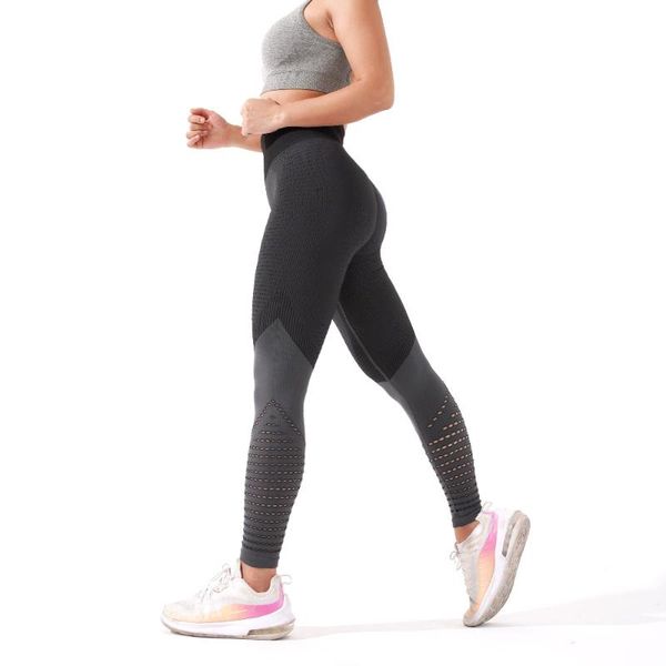 

seamless gym leggings women fitness high waist tummy control stretch yoga pant hollow out breathable avtiew wear, White;red