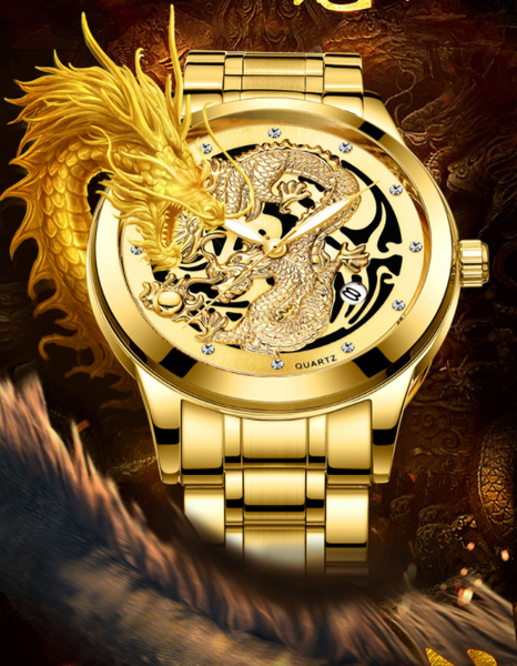 

new business men watch quartz ultra-thin man clock dragon embossed luminous calendar fashion personality male watches, Slivery;brown