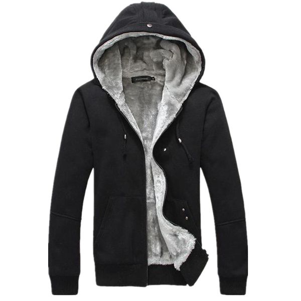 

2016 autumn and winter plus thick velvet style casual men's large size sportswear fashion slim warm hoodies jacket, Black