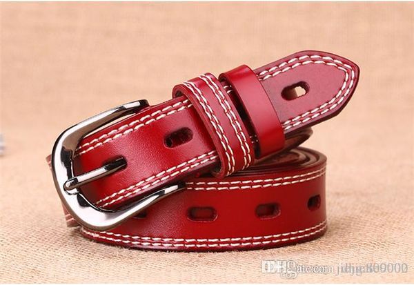 

women's hollow leather belt female pin buckle casual wild ladies belt retro fashion decorative jeans with box, Black;brown