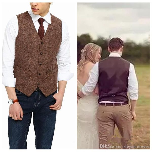 

england style farm brown wool herringbone tweed men vests custom groom vest slim fit mens suit vest wedding vests countryside, Black