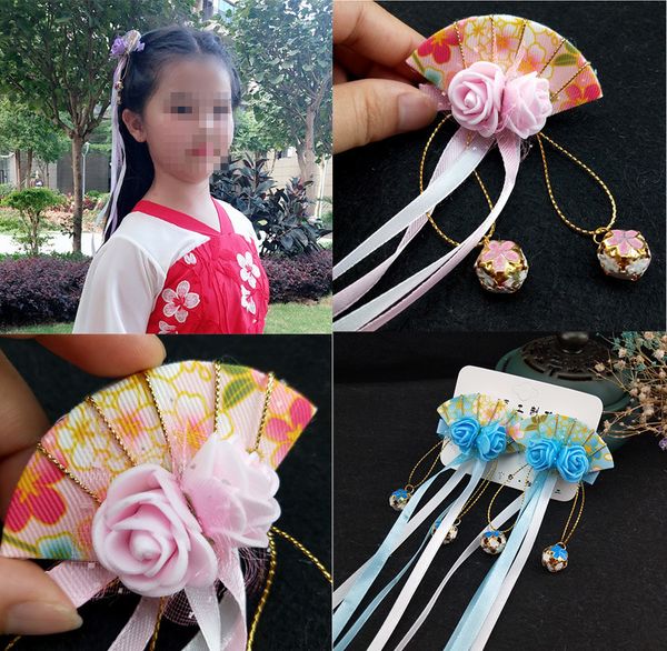 

hair accessories vintage retro long ribbon bell flower headwear hairclip anime costume wedding birthday party, Slivery;white