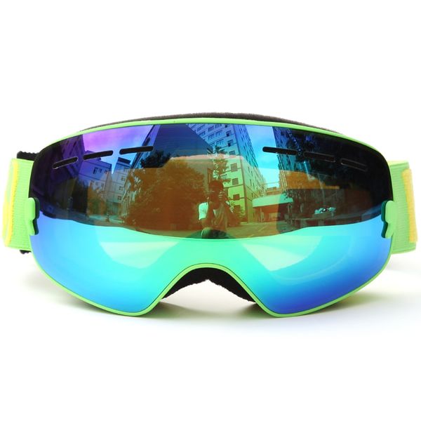 

children skiing snowboarding skating goggles uv protection anti-fog wide spherical pc lens anti-slip snowmobile skating mask