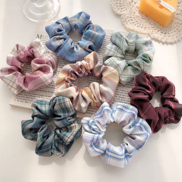 Verão New Grid Scrunchie Mulheres Elastic Hair Borracha Bandas Moda Para Girlstie Hair Ring Corda Titular De Cabo De Cocar Acessórios