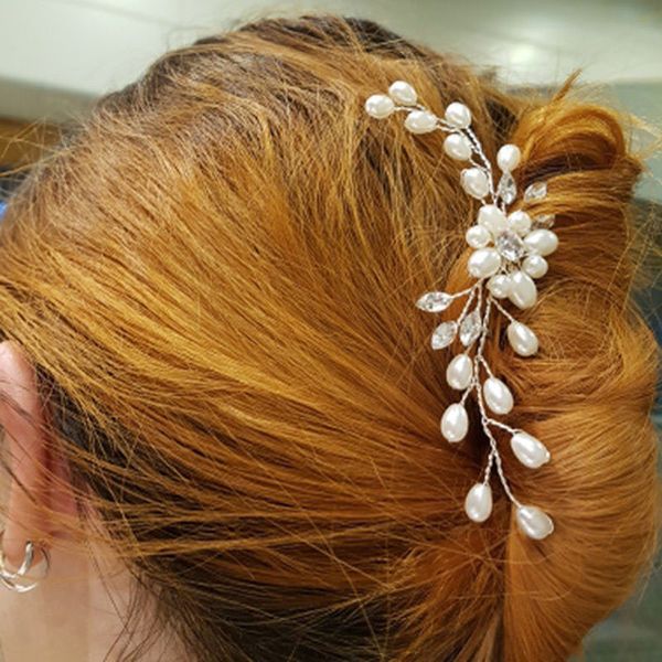

newly vintage wedding bridal pearl flower crystal hair pins, Golden;white