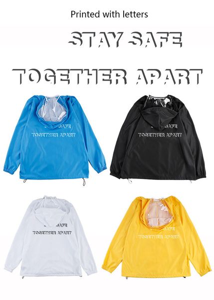 

with the letter spot civil protective , isolation , hood with mask, breathable, light dust-proof clothing, anti droplet, anti epidemic cloth, Black;brown