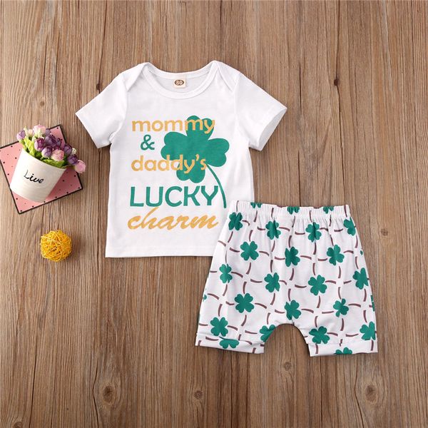 

0-24 м новорожденных детей baby boy одежда комплект летние топы с коротким рукавом футболка короткие брюки 2 шт. комплект одежды милый прост, White