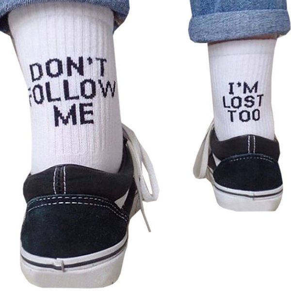 

fashion casual soft harajuku cotton white letter hosiery active socks letter blend men women socks 1 pair, Black;white