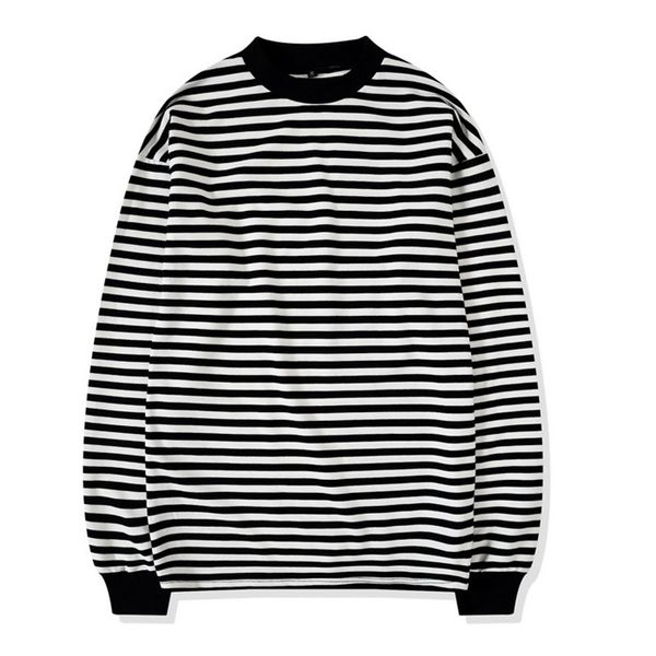 

mens summer designer casual tshirt turtleneck striped loose fit long sleeve homme tees, White;black