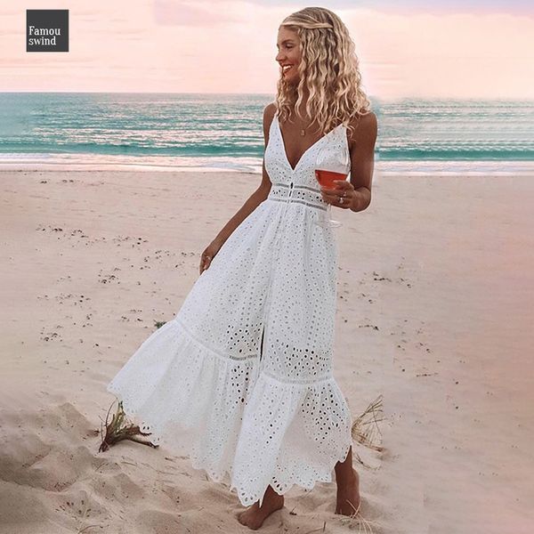 

вышивка хлопок белый летнее платье женщины платье sexy v шеи бретелек длинное платье высокой талией вскользь женщина, Black;gray