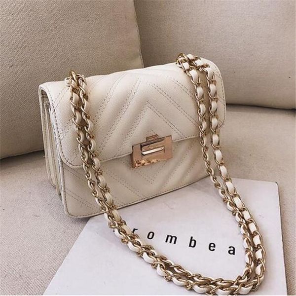 

factory wholesale women handbag new wavy leather chain bag classic small xiang feng ling shoulder bag simple lock messenger bag