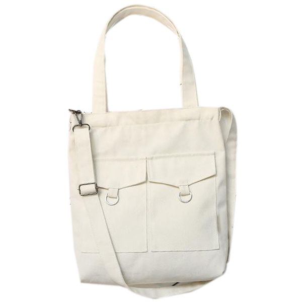 

casual canvas bag hanging ornaments female students wild shoulder bag messenger female white