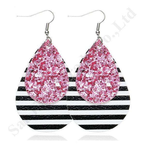 

женщины кожа pu блеск овальные серьги sequined многослойные eardrop серьги leopard плед мотаться серьги большой earbob партия ювелирных newa, Red;brown
