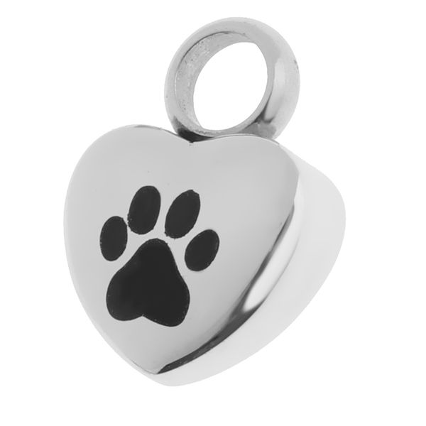 

stainless steel animal claw heart shape ash urn pendant memorial cremation, Silver