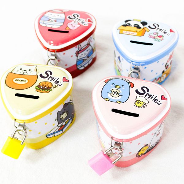 

форма сердца железа мультфильм копилка экономия монет деньги коробки с замком рождественская вечеринка подарки для детей дети