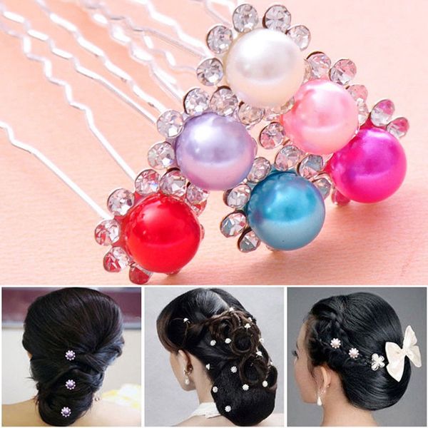 Wedding Bridal Pearl Flower Crystal Hair Pins Clips Bridesmaid