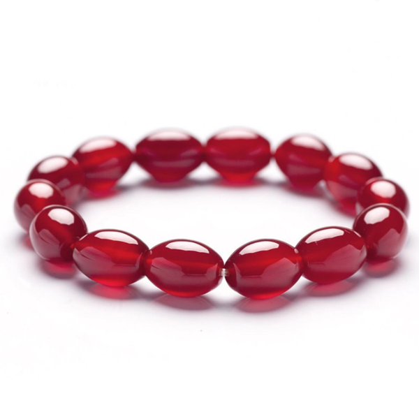 

ethnic style handmade weave stackable oval shape red agates elastic bracelet for elegant women jewelry, Black