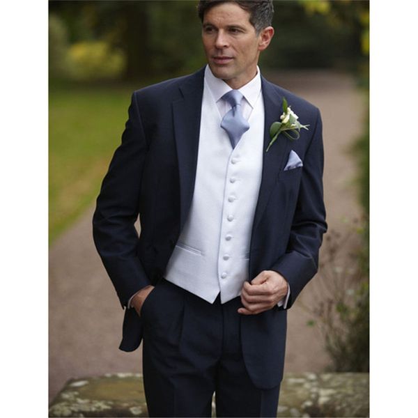 

new navy blue men wedding suits terno masculino 2020 costume homme blazer smoking slim fit blazer mens suit (jacket+pants+vest), White;black