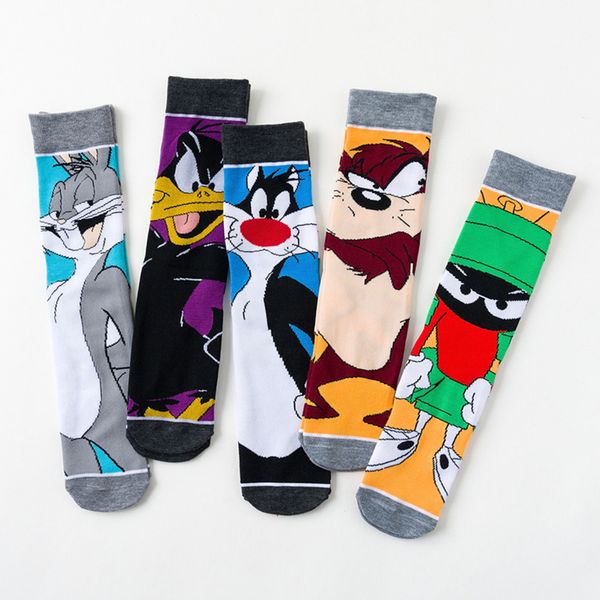 

bob esponja funny socks men hip hop joker novelty novedades art socks street wear duck cat cartoon sock 607w, Black