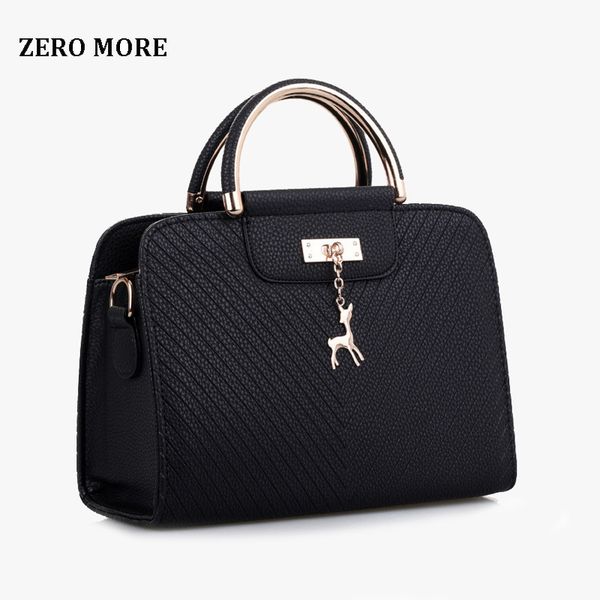 

fashion handbag 2019 new women leather bag large capacity shoulder bags casual tote simple handle hand bags deer decor