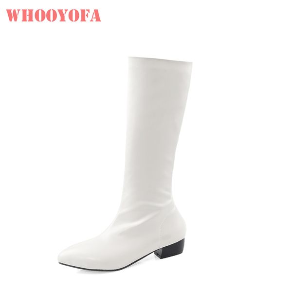 

2019 brand new comfortable beige yellow women knee high riding boots med heels school lady shoes wl352 plus big size 12 43 45 48, Black