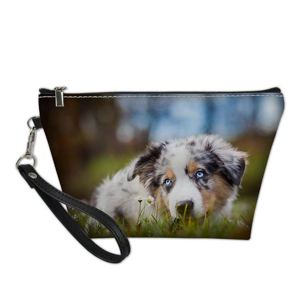 

australian shepherd dog lover school office pencil case makeup bag for boys girls portable cosmetic pen houlder bag pouch box
