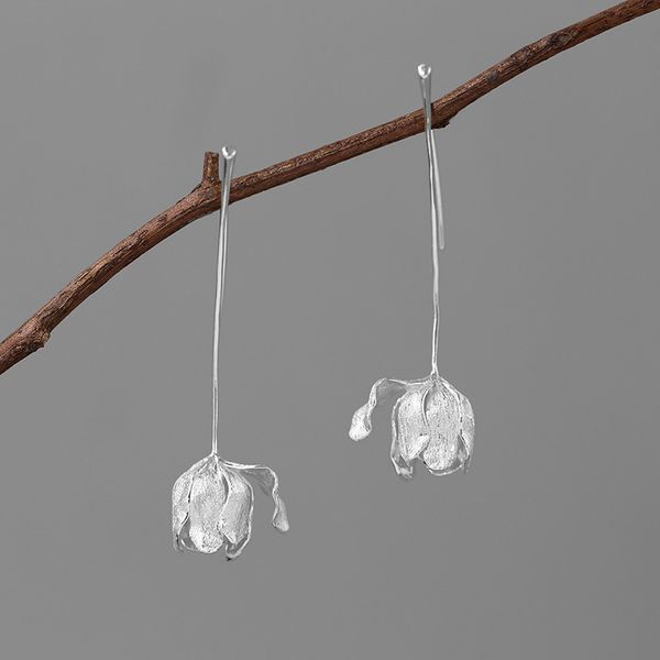 

inature fashion 925 sterling silver tulip flower drop earrings for women jewelry brincos