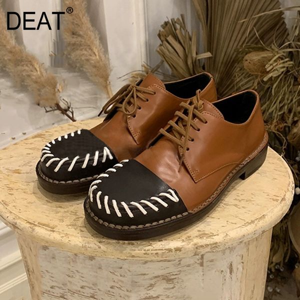 

deat] 2020 round toe bandage mixed colors casual personality single flat shoes women new spring autumn fashion tide 10f877, Black