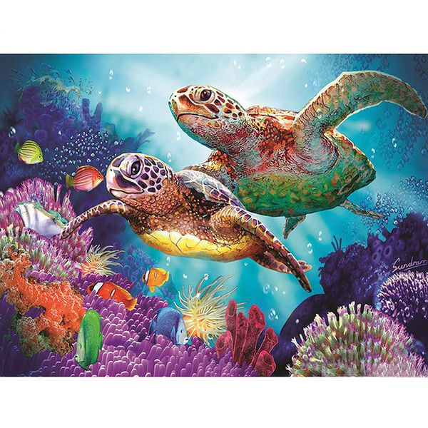 

5d полный дрель diy undersea морская черепаха алмазные живописи картина комплекты для домашнего декора стена 40x30cm
