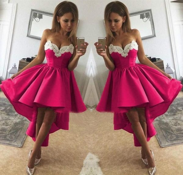 

дешевые простой fuschia атласная ruched высокая низкая короткие платья выпускного вечера белый аппликация pleats милая коктейль homecoming п, Black