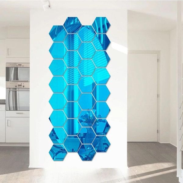 

12pcs hexagon removable waterproof self-adhesive mirror stickers home bathroom kitchen wall stickers kitchen decoration