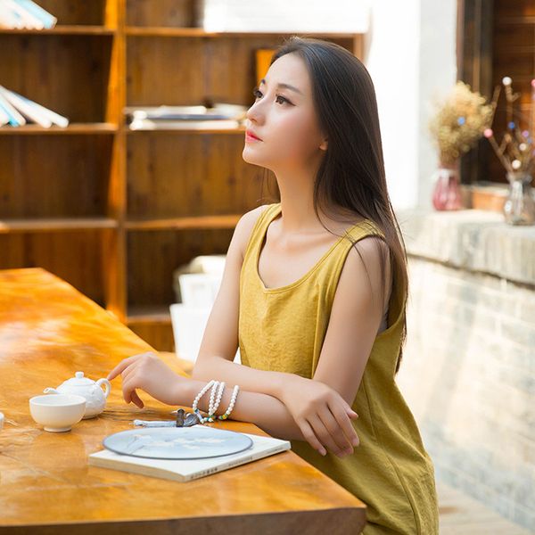 

2020 весной и летом 4 сплошной цвет o шеи женщины свободный жилет jl-bxf2425, White