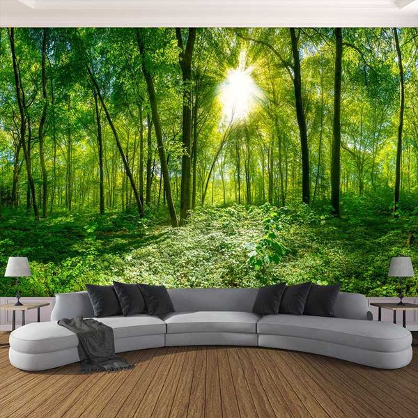 

drop shipping custom 3d p wallpaper 3d stereoscopic space green forest trees nature landscape large mural wallpaper for