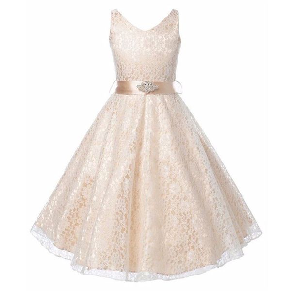 

новый стиль цветочные платья для девочек детские кружевные платья со стразами пояс детская вечеринка свадебная одежда невесты t200624, Red;yellow