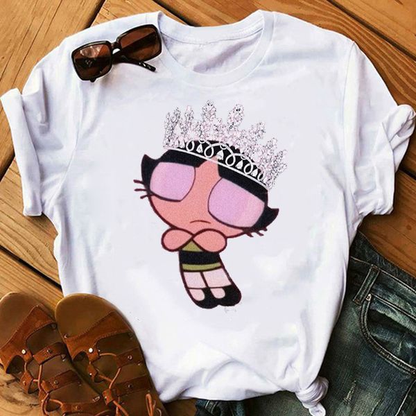 

summer casual women t-shirts ulzzang streetwear kawaii cartoon print tshirt korean style harajuku short sleeve t shirt, White