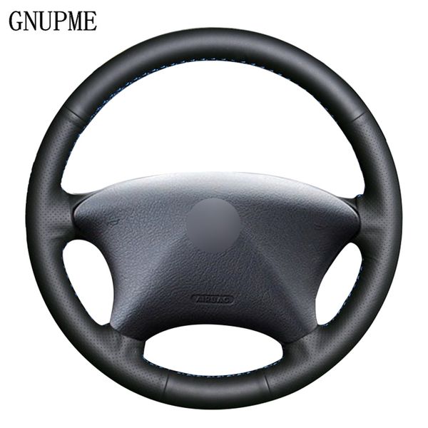 

diy hand-stitched black artificial leather car steering wheel cover for partner xsara picasso 2001-2004