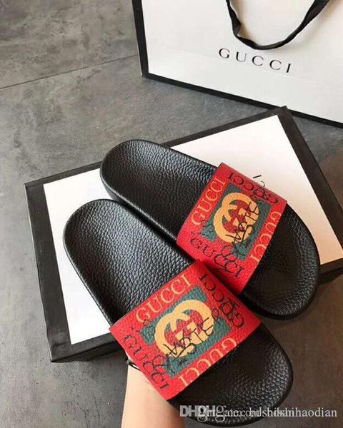 

2020 fashion women's sandals slippers for women with box luxury designer flower printed beach flip flops slipper qu, Black