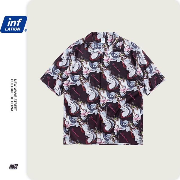 

inflation fashion brand mens designer shirts short sleeve shirts printing mens dress shirts loose shirt