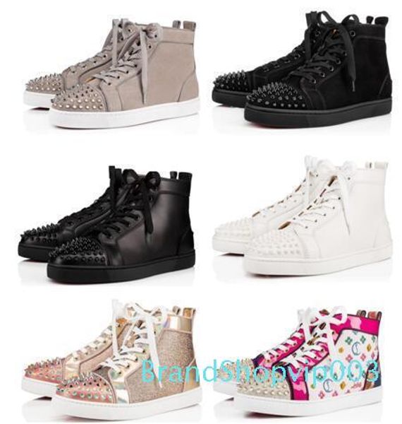 

original box] luxury designer spikes high red bottom sneaker women,men casual elegant fashion trainer party wedding shoe, Black