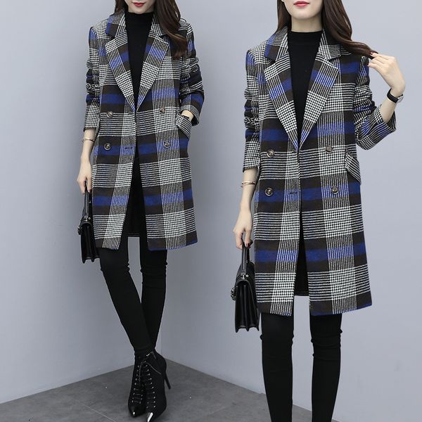 

2019 autumn winter fashion women coats casual long sleeve outwear female elegant wool double breasted coat, Black
